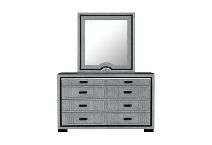 Isabella - 5 Piece King Bedroom Set (King Bed Group With LED, TV Lift, Bluetooth Speaker And Firpeplace Crystal) - Gray