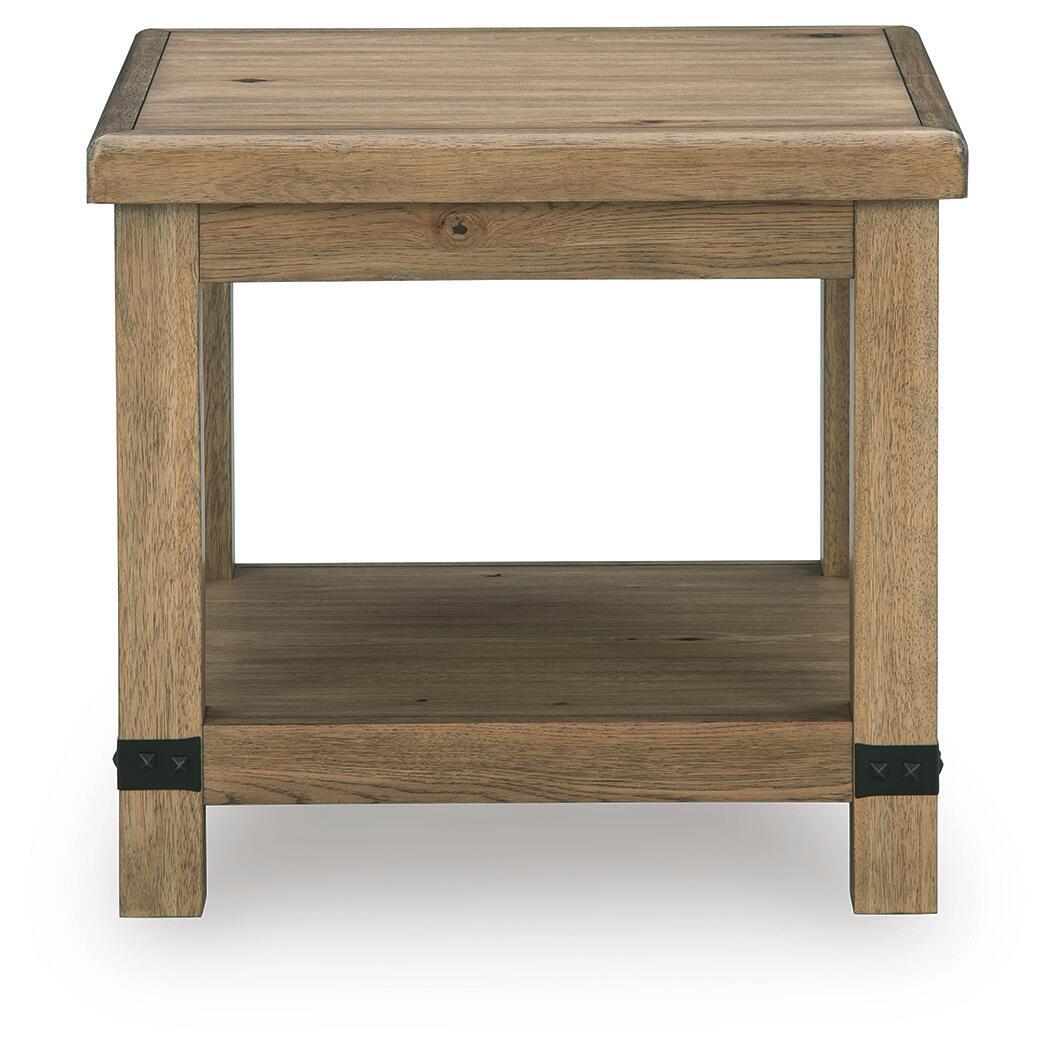 Ridgester - Rectangular End Table - Light Brown
