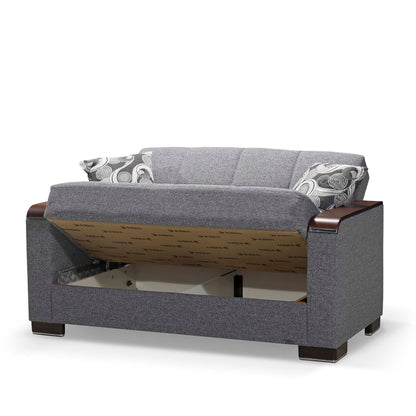 Ottomanson Armada X - Upholstered Convertible Wood Trimmed Loveseat With Storage - Polyester