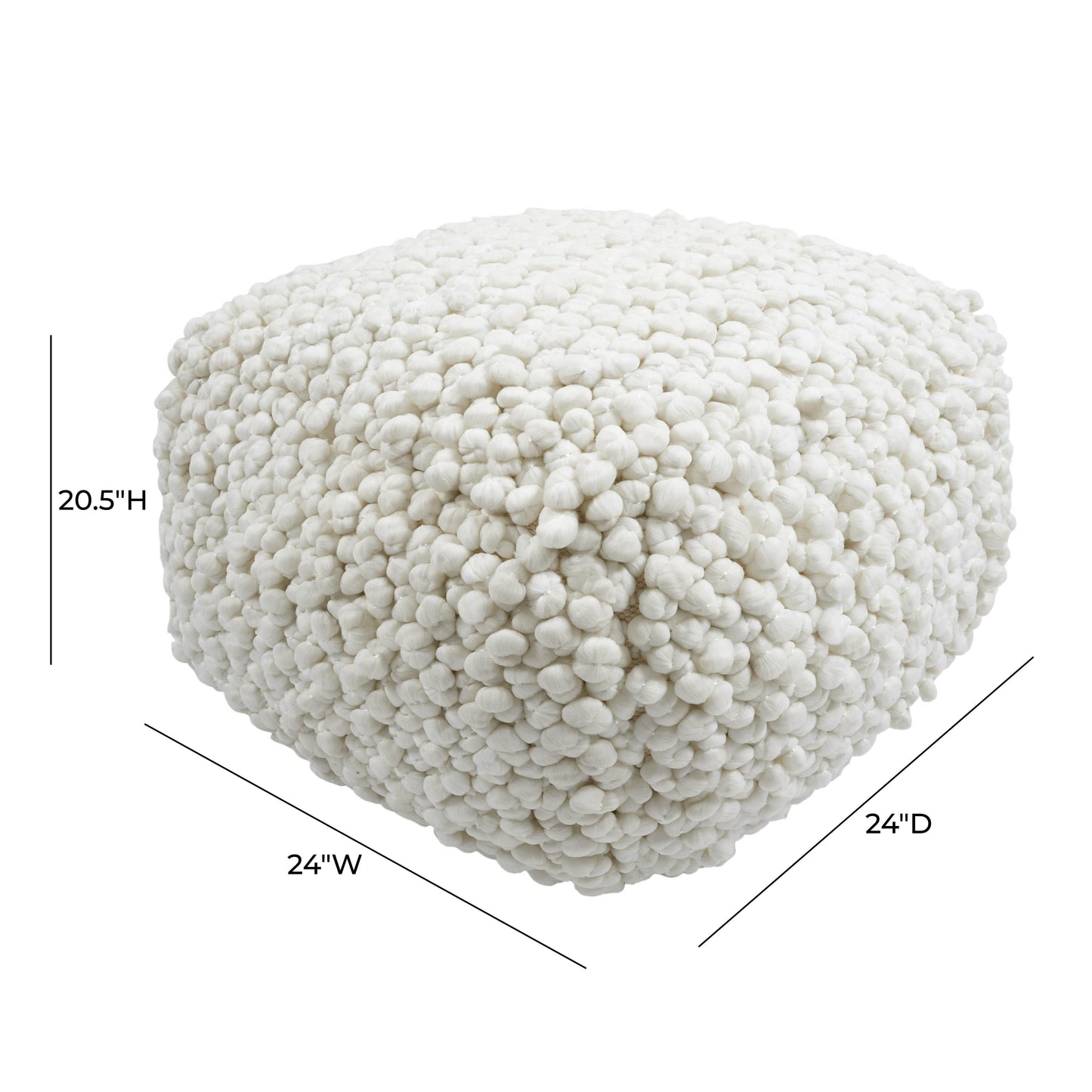 Cathy - Woven Pouf - Cream