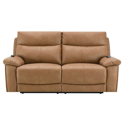Chavis - Power Motion Loveseat With USB & Power Headrest - Brown