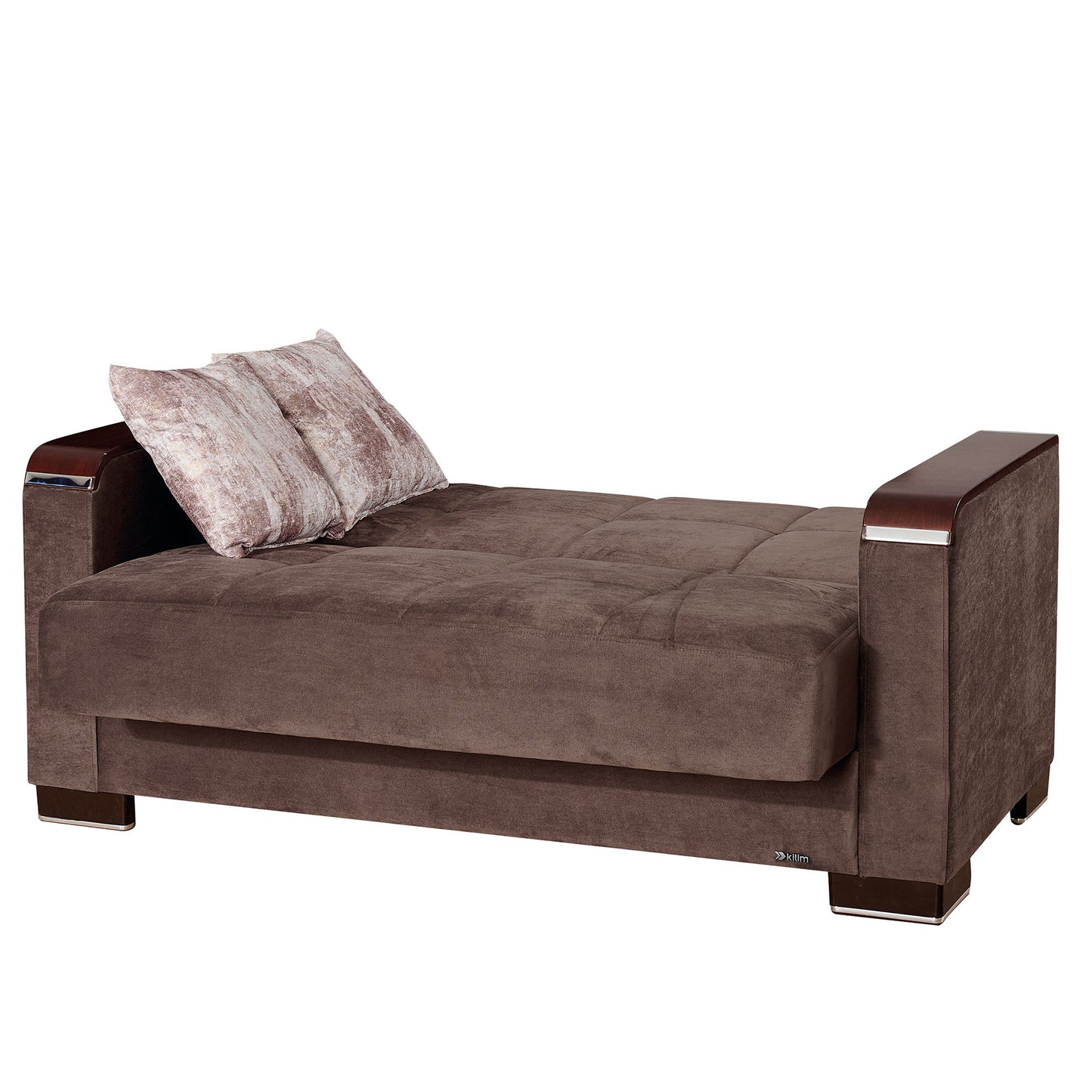 Ottomanson Armada X - Upholstered Convertible Wood Trimmed Loveseat With Storage - Microfiber