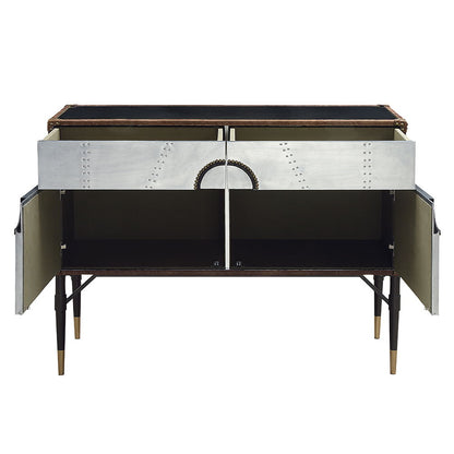 Brancaster - Console Cabinet - Top Grain Leather & Aluminum