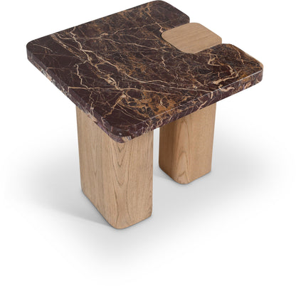 Ravenna - Marble/Stone End Table - Burgundy