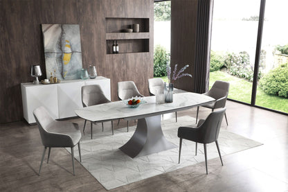 9035 - Marble Dining Table - White / Dark Gray