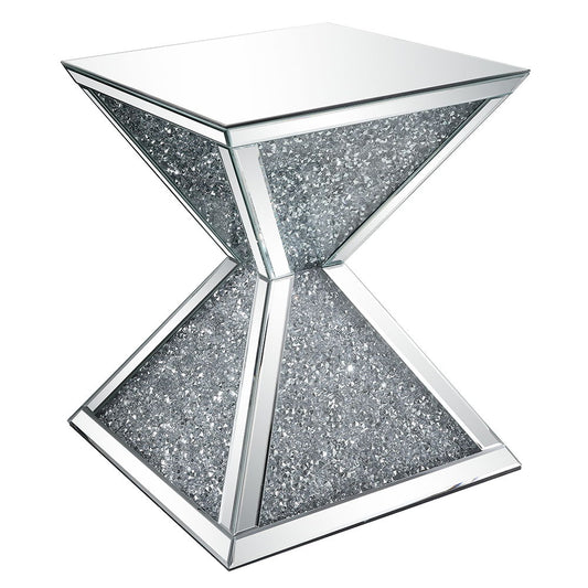 Noralie - End Table With Faux Diamonds - Mirrored