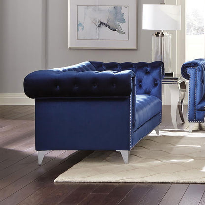 Bleker - Tufted Tuxedo Arm Loveseat - Blue