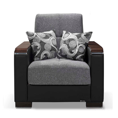 Ottomanson Armada X - Upholstered Convertible Wood Trimmed Armchair With Storage