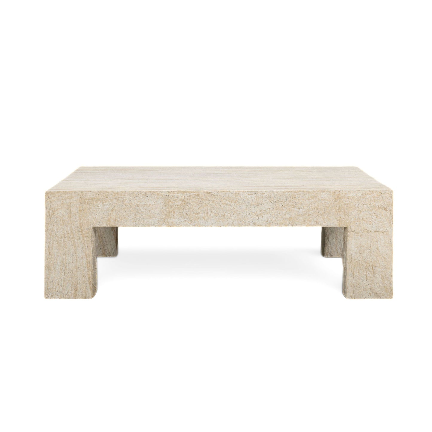 Roxanne - Faux Slab Indoor / Outdoor Large Coffee Table - Travertine