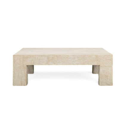 Roxanne - Faux Slab Indoor / Outdoor Large Coffee Table - Travertine