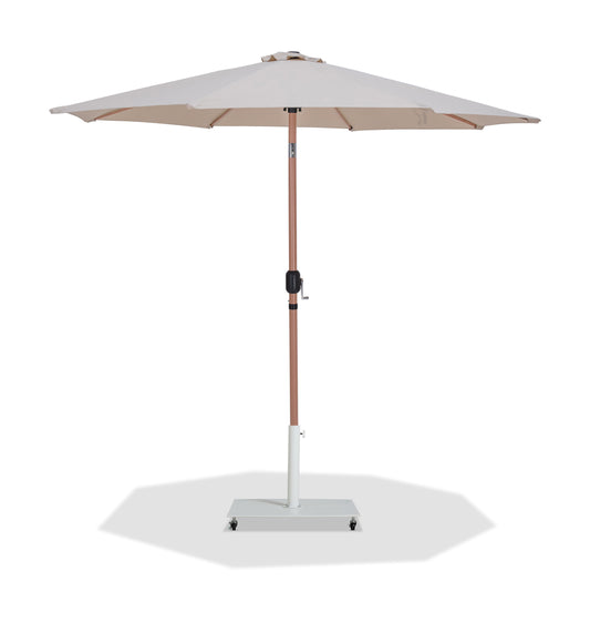 Fiji - Aluminum Patio Umbrella With Square White And Teak Base