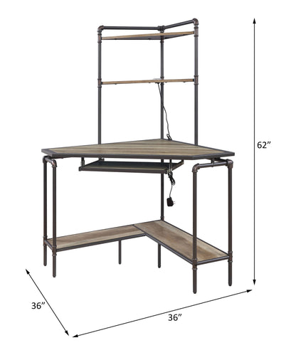 Deliz - Computer Desk With USB - Sand Gray
