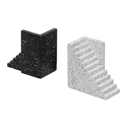 Gabby - Stairway Bookends - Speckled Black And White