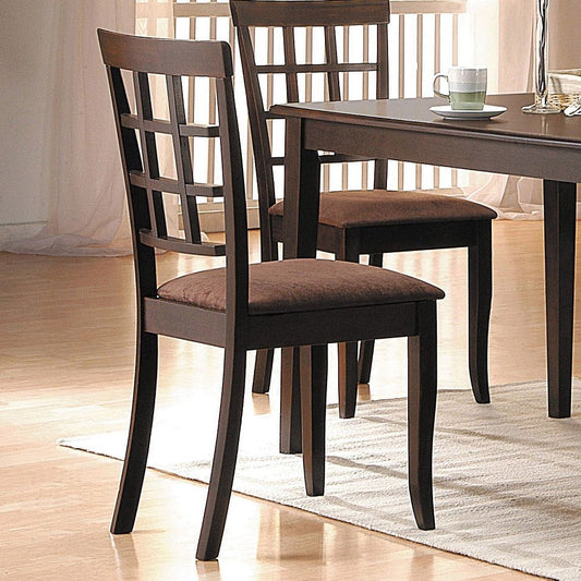 Cardiff - 18" Side Chair Set of 2) - Dark Brown Microfiber & Espresso