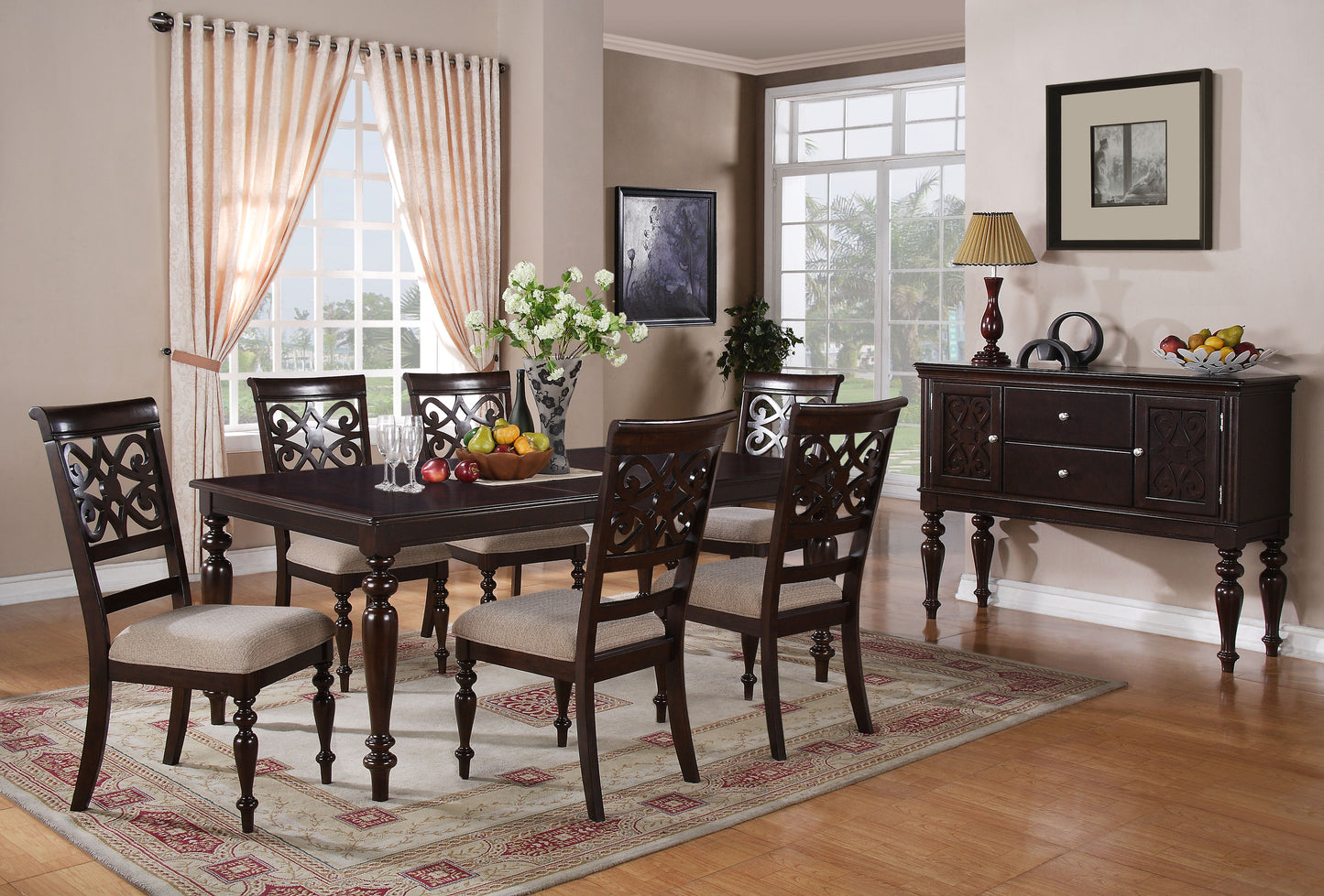 Zora - 7 Piece Dining Room Set - Espresso