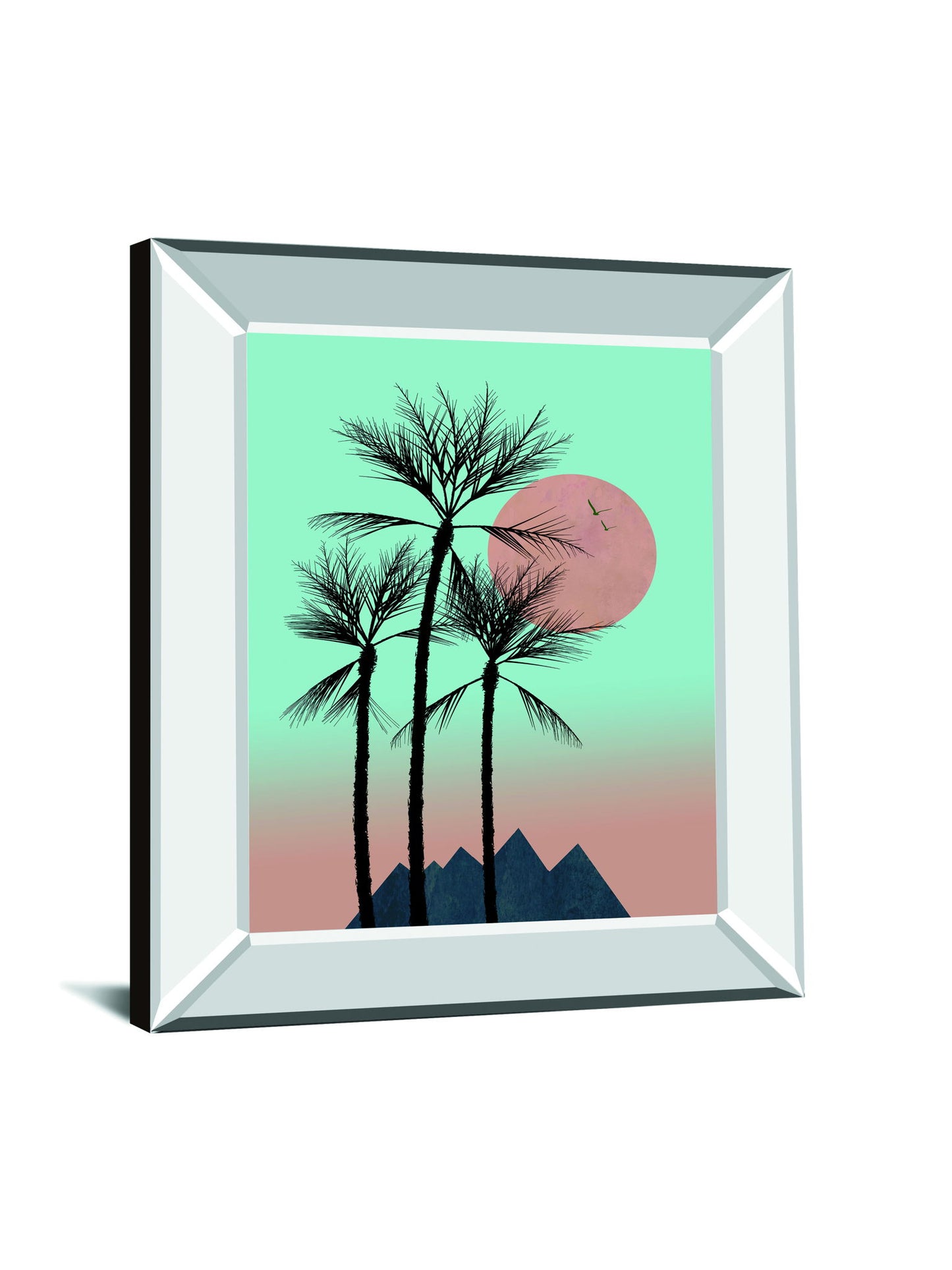 Passion In The Tropics II By Hal Halli - Mirror Framed Print Wall Art - Light Blue