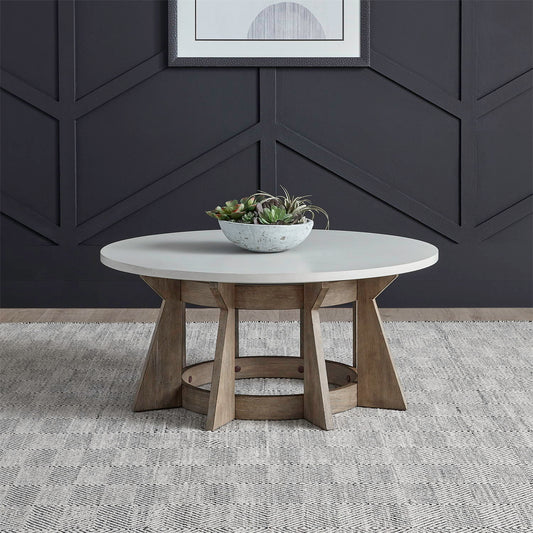 Berkley Square - Round Cocktail Table - Linen & Khaki
