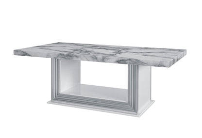 Ylime - Marble Coffee Table - Light Gray / White