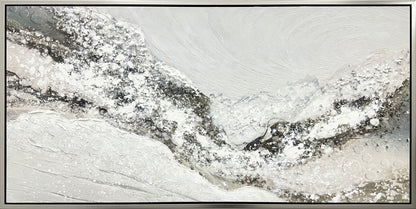 "Snowy Drift" Hand-Embellished Canvas In Frame - White / Gray