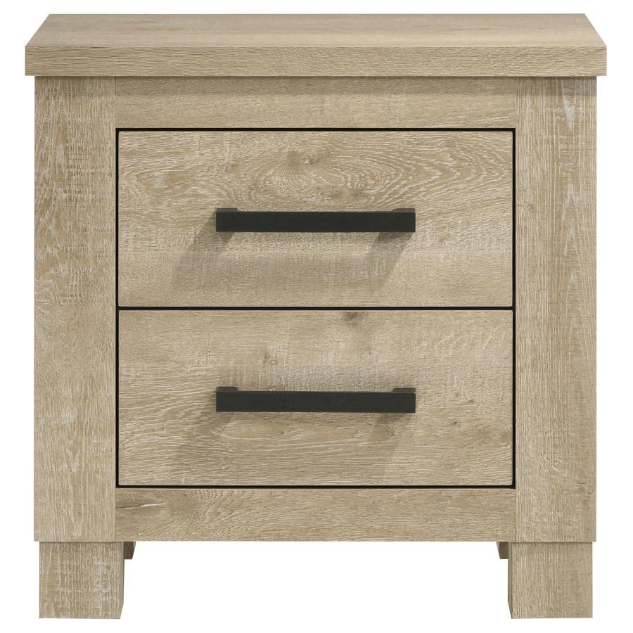 Oakglen - 2-Drawer Nightstand Bedside Table - Weathered Oak