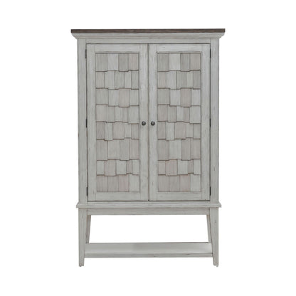 River Place - Bar Cabinet - Riverstone White & Tobacco