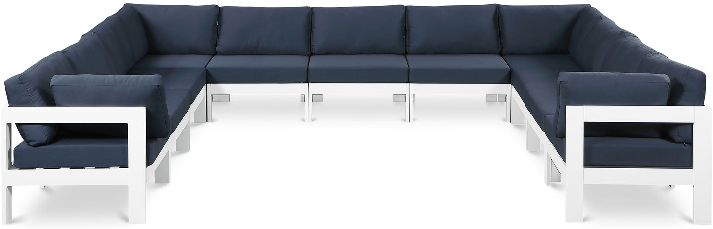 Nizuc - Outdoor Patio 11 Piece Modular Sectional With White Frame
