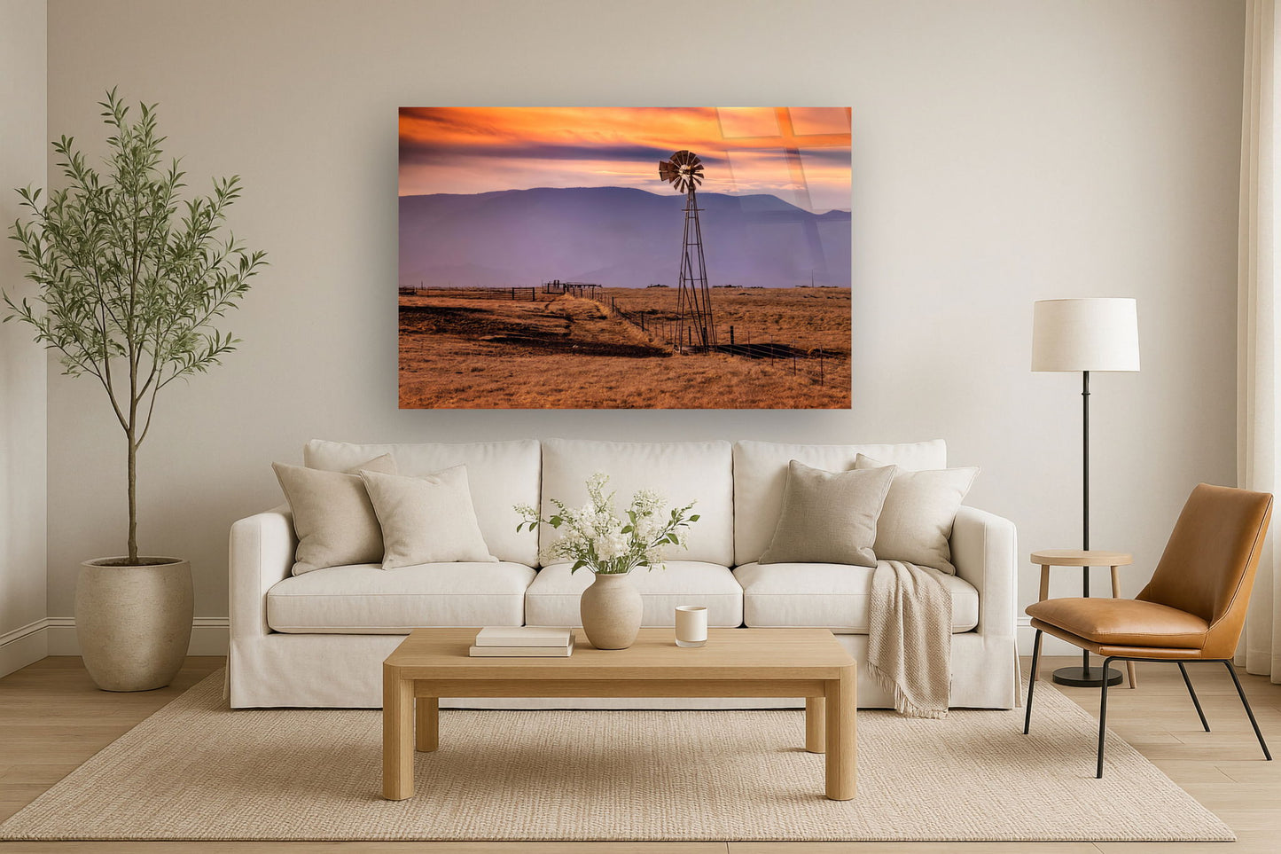 Tempered Glass - Windmill On The Prairie - Light Brown