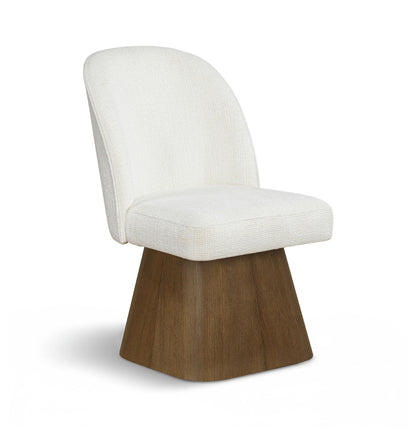 Marlowe - Linen Textured Fabric Upholstered Swivel Dining Side Chair - Stained Brown