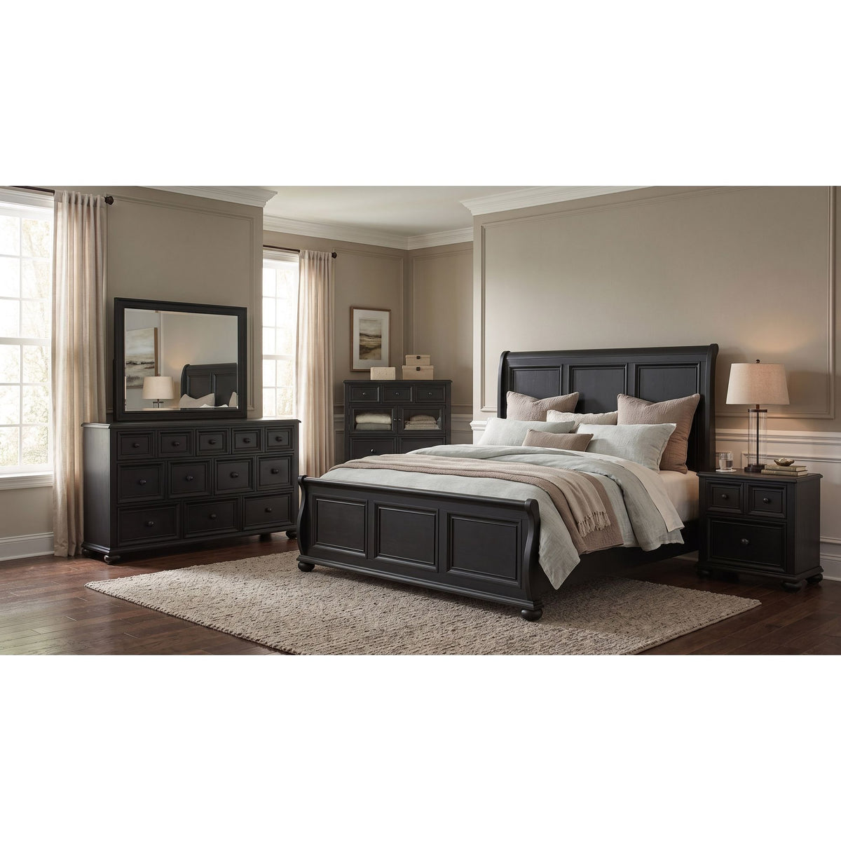 Heritage - Sleigh Bedroom Set - Black