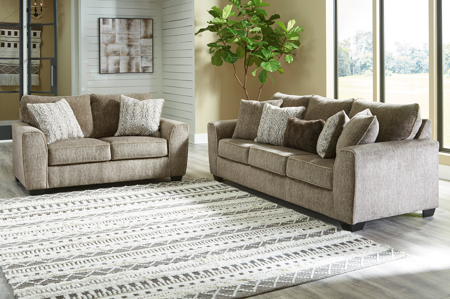 2Pc Chocolate Living Room Set - Floor Sample