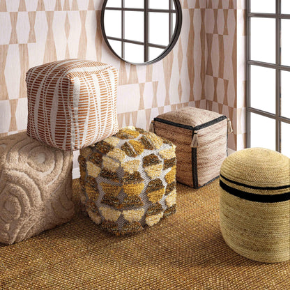 Ember - Woven Pouf - Cream / Natural