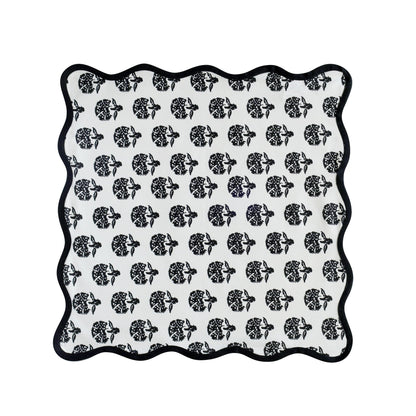 Crissy - Cotton Canvas Printed Napkins (Set of 4) - Black Vintage Floral