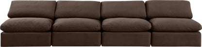 Indulge - Velvet 4 Seat Modular Armless Sofa