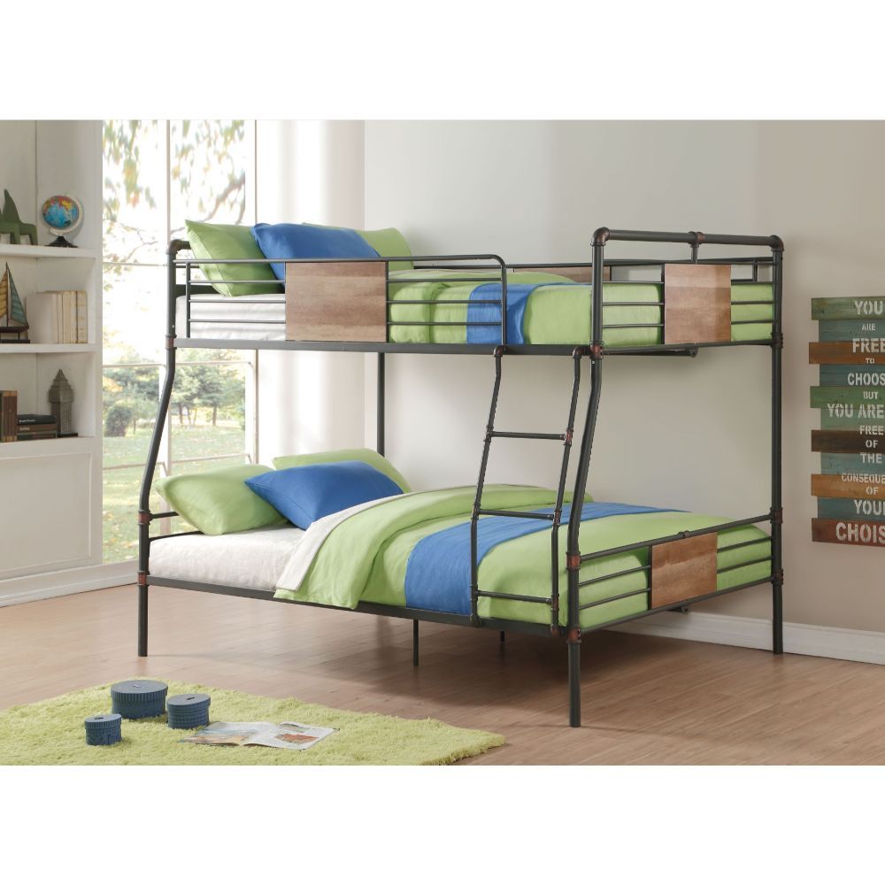 Brantley - Full Long / Queen Bunk Bed - Sandy Black & Dark Bronze Hand-Brushed