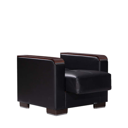 Ottomanson Armada X - Upholstered Convertible Wood Trimmed Armchair With Storage