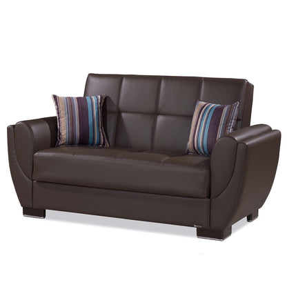 Ottomanson Armada Air - Upholstered Convertible Loveseat With Storage - Brown PU