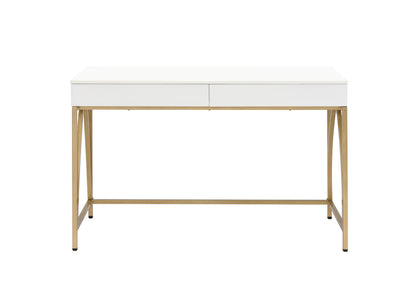 Lightmane - Vanity Desk (Same 92660) - White High Gloss & Gold