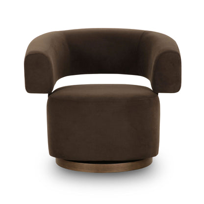 River - Performance Velvet Swivel Accent Chair - Chocolate Brown