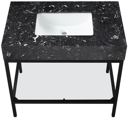 Marmo - Engineered Marble Bathroom Vanity With Black Base