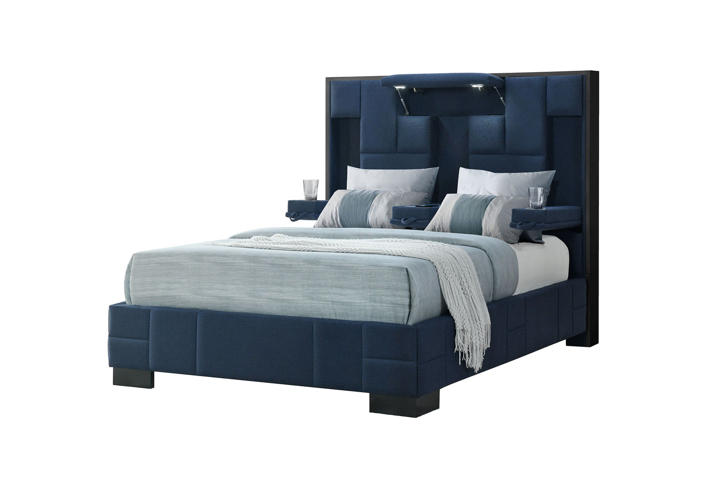 Oscar - Queen Bed No Wood Trim - Navy Blue