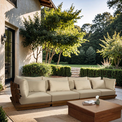 Mirella - 4 Piece Water Resistant Fabric Outdoor Patio Modular Sectional