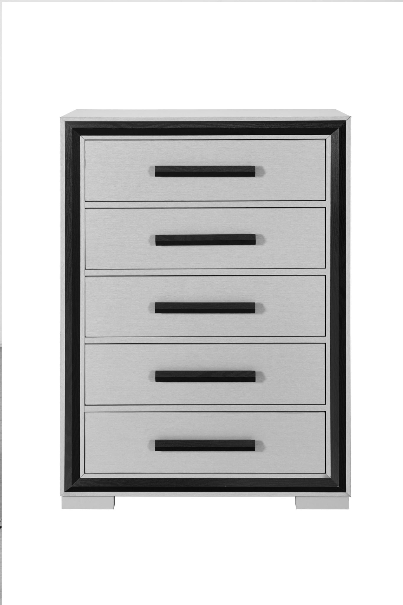 Amelia - 5 Piece King Bedroom Set (King Bed Group With LED, Cooler And Speaker) - Black / Gray
