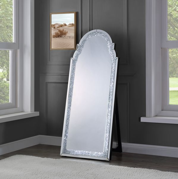 Noralie - Floor Mirror - Mirrored & Faux Diamonds - 63"