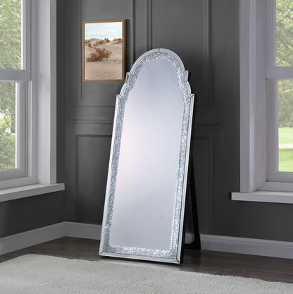 Noralie - Floor Mirror - Mirrored & Faux Diamonds - 63"