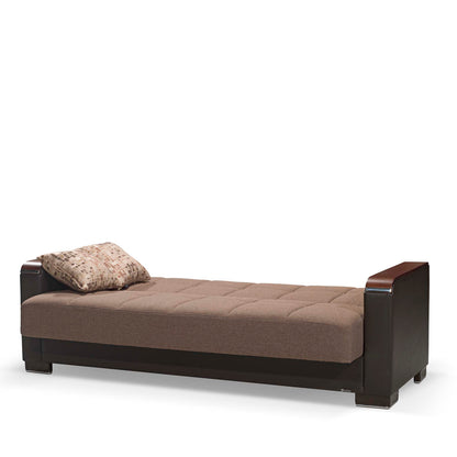 Ottomanson Armada X - Upholstered Convertible Wood Trimmed Sofabed With Storage - Brown PU Polyester