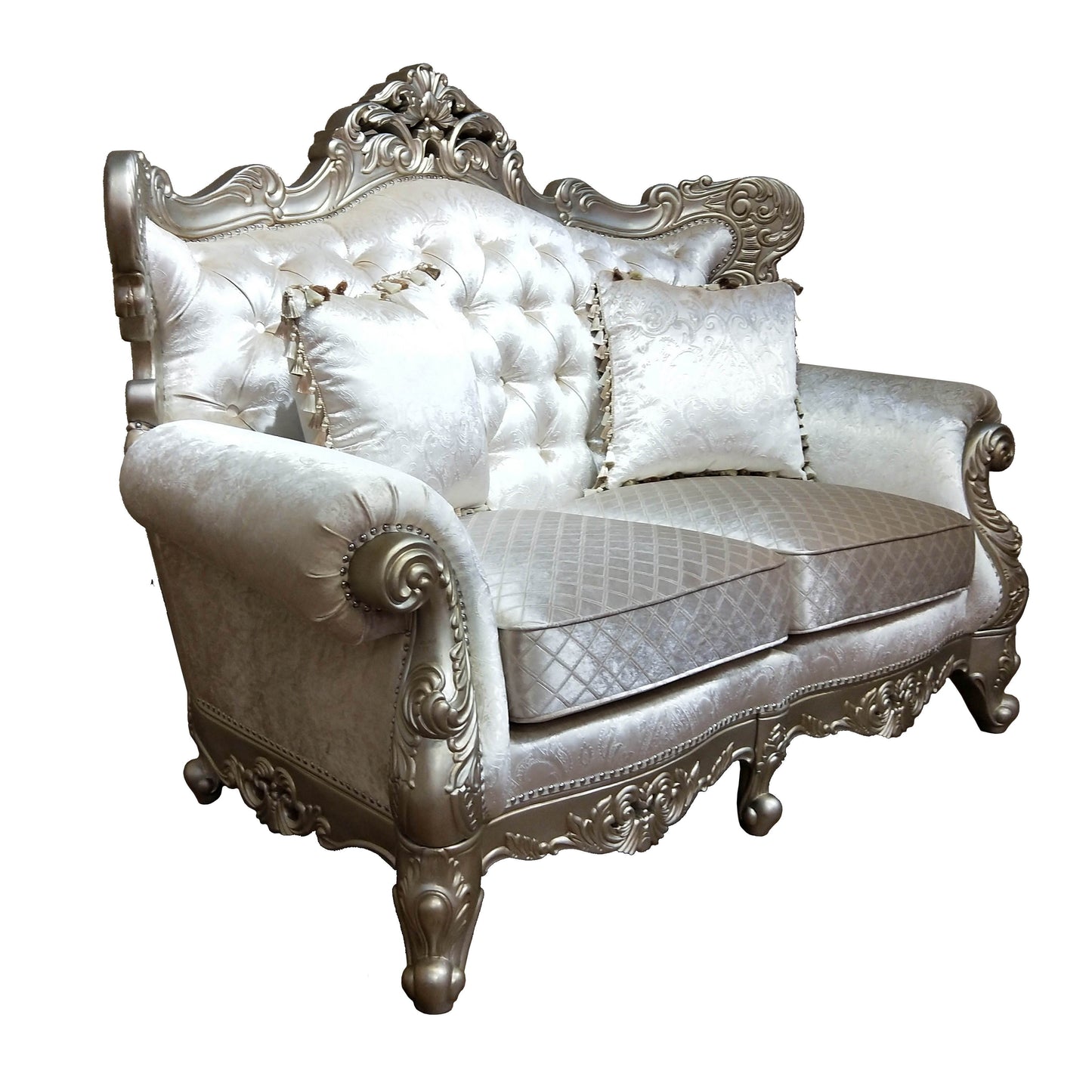 Emily - Sofa And Loveseat - Silver