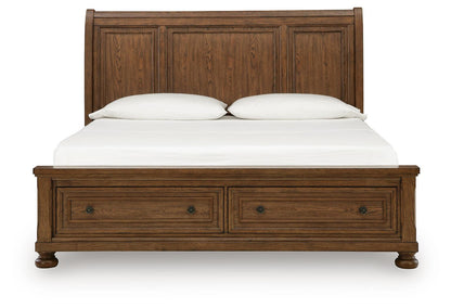 Zackaryn - King Sleigh Storage Bed - Warm Brown