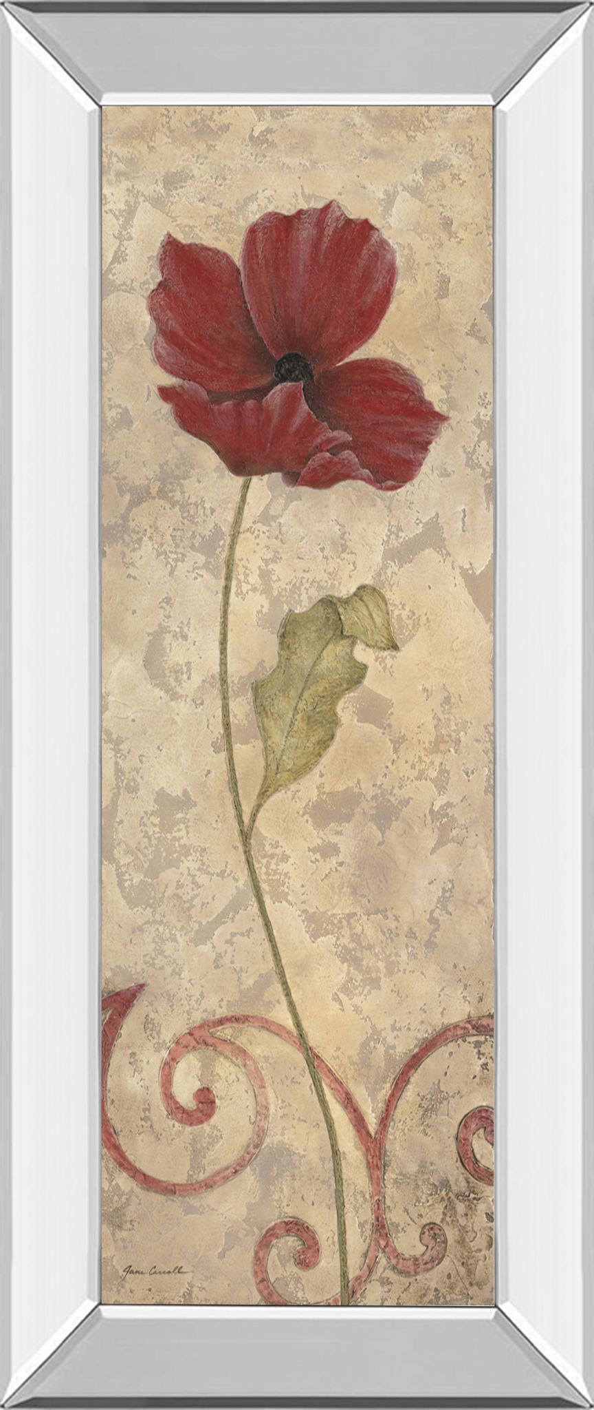 Red Flower I - Mirrored Framed Print Wall Art - Red