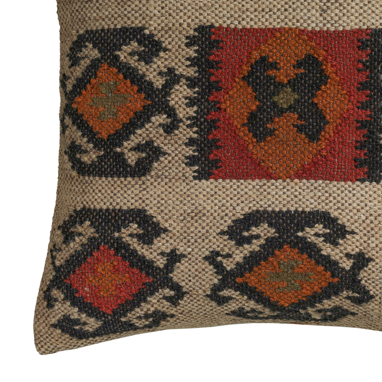 Terra - 20" Square Wool and Jute Kilim Throw Pillow (Cover) - Clay