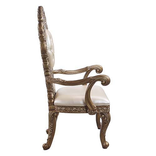 Constantine - Arm Chair (Set of 2) - Synthetic Leather , Brown & Gold
